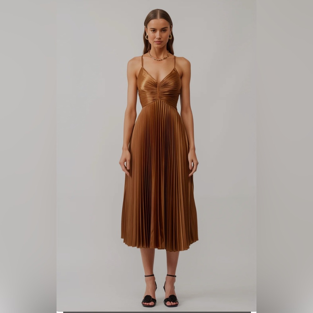 Sofie the Label Pleaded Satin Midi Dress